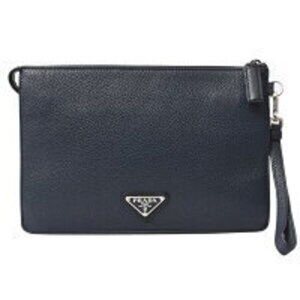Prada Navy Blue leather clutch bag